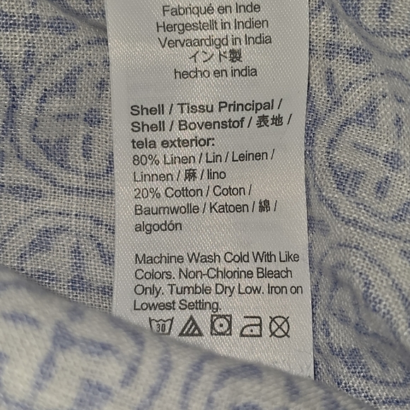 J. Crew Mens Blue and White Patterned Casual Shirt Linen Blend Slim Fit Med - Picture 7 of 8